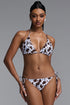 Rosee Sexy Skin-brightening Rhinestone Printed Halter Side Tie Bikini Set