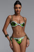 Kaliana Sexy Contour Strap Rhinestone Trim Satin Side Tie Bikini Set