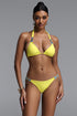 Dido Elegant Flexible Halter Sapphire Rhinestone Chain Side Tie Bikini Set
