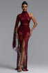 Veryar Sexy Sophisticated Flowy High Neck Halter Lace Maxi Dress