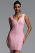 Keaton Classic Contour Sleeveless V Neck Bandage Pink Midi Dress