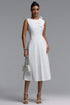 Oana Sleeveless Floral Applique Pleated Midi Bandage Dress