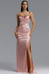 Wynn Romantic Contour Pleated Floral Satin Maxi Dress