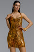 Vikiya Sexy Halter Cowl Neck Metallic Mini Dress