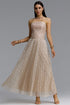 Elissa Romantic Contour Strapless Rhinestone Floral Lace Maxi Dress