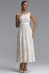 Verna Elegant Cinched Round Neck Sleeveless Floral Lace Maxi Dress