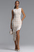 Seraphina Classic Contour Round Neck Sleeveless Asymmetric Knit Midi Dress