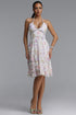 Lacey Resort Flowy V Neck Sleeveless Rhinestone Floral Print Woven Mini Dress