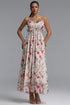 Yonce Resort Flowy Spaghetti Strap Ruffle Floral Print Woven Maxi Dress