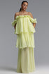 Lave Resort Flowy Off Shoulder Ruffle Woven Maxi Dress