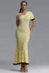 Spiral Elegant Cinched Short Sleeve Knit Maxi Dress