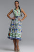 Saffie Resort Tailored Sleeveless Floral Print Woven Midi Dress