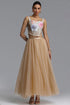 Reye Elegant Waist-Cinching Square Neck Strap Boned Colorful 3D Floral High Waist Full Skirt Mesh Two-Piece Maxi Evening Dress