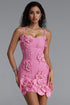 Gala Luxury Spaghetti Strap Floral Pearl Bandage Mini Dress