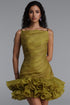 Doe Chic Flowy Ruched Tiered Ruffle Mini Dress