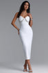 Henlina Romantic Spaghetti Strap Floral Embroidery Slit Lace Mermaid Blue Maxi Dress