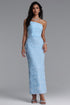 Sabryn Luxury Strapless Floral Pearl Bodycon Maxi Dress