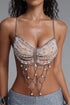 Rahan Glam Shiny Rhinestone Pearl Chain Strap Body Chain Top