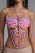 Zaha Classic V Neck Tassel Beaded Shoulder Sequin Mermaid Maxi Dress