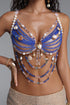 Perly Romantic Halter Blue Crystal Shell Pearl Body Chain Top