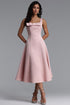 Pamak Luxury Square Neck Bow Midi Dress