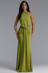 Gregorio Elegant Halter Cut Out Ruched Slim Maxi Dress