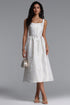 Xava Vintage Floral Jacquard Square Neck Strap Midi Dress