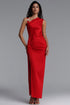 Sabriya Sexy One Shoulder Cut Out Iridescent Sequin Tulle High Slit Maxi Dress