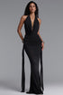Johe Elegant V Neck Halter Cowl Neck Ruched Sash Maxi Dress