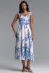 Marne Vintage Cinched Sleeveless Floral Print Woven Maxi Dress