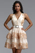 Rafik Resort Flowy V Neck Sleeveless Floral Organza Mini Dress