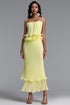 Maris Resort Contour Spaghetti Strap Ruffle Pleated Woven Top and Skirt Two Piece Set