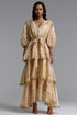 Taliyah Resort Flowy Puff Sleeve Floral Print Lace Trimmed Woven Maxi Dress