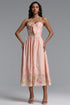 Emory Resort Flowy Spaghetti Strap Bow Floral Print Woven Pink Maxi Dress