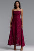 Qearl Elegant Flowy Spaghetti Strap Floral Woven Maxi Dress