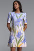 Laurel Classic Tailored Round Neck Short Sleeve Floral Print Woven Mini Dress