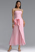 Janneth Elegant Strapless Ruffle Slit Maxi Dress