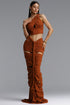 Looly Sexy One Shoulder Braid Twist Top And Skirt Set