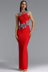 Whetu Elegant Contour Floral Red Bandage Maxi Dress