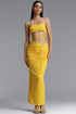 Linka Sexy Strapless Crisscross Tie Cut Out Ruched Maxi Dress