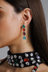 Oval Multi Layer Geometric Multicolor Drop Earrings