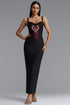 Fifer Classic Strap Heart Shape Rhinestone Tassel Bandage Maxi Dress