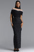 Nettie Elegant Off Shoulder Pearl Twist Bandage Maxi Dress