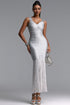 Zerasa Stylish Slim Fit Spaghetti Strap Tassel Bandage Maxi Dress
