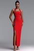 Dixie Halter Sleeveless Diamond Bandage Maxi Dress