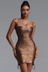 Hatice Stylish Fitted Metallic Spaghetti Strap Cutout Tie Mini Bandage Dress