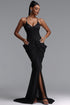 Daphne Sexy Fitted Spaghetti Strap Lace Boned Slit Mermaid Maxi Dress