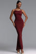 Dlasa Minimalist Fitted Halter Ruched Maxi Dress