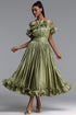 Suku Elegant Flowy Off Shoulder Ruched Green Maxi Dress