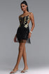 Hedar Gorgeous Fitted Spaghetti Strap Butterfly Tassel Mini Dress